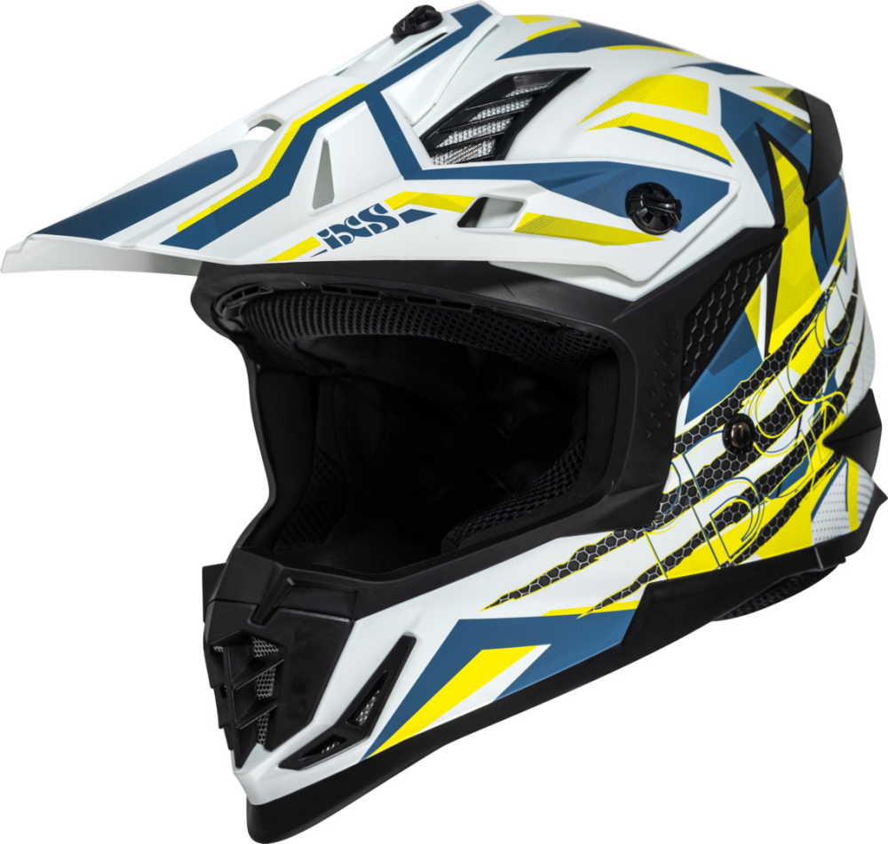 IXS Motocrosshelm iXS363 2.0 matt weiss-blau-gelb fluo M