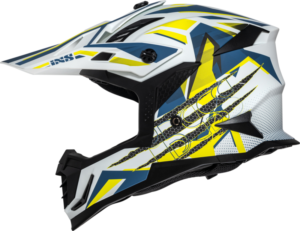 IXS Motocrosshelm iXS363 2.0 matt weiss-blau-gelb fluo M